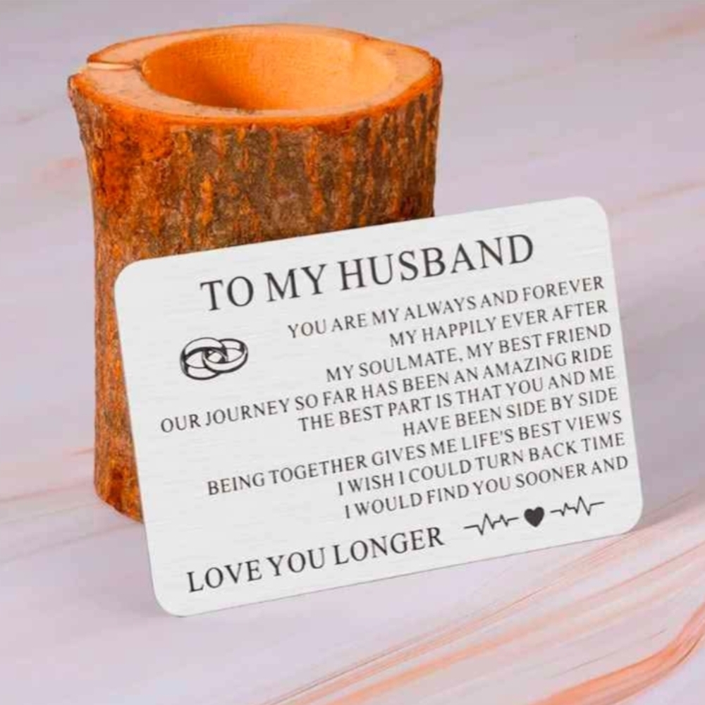 New Stainless Steel Engraved Pocket Card With Sentimental Message For Husband